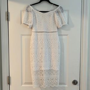 Express White Lacy Midi Dress